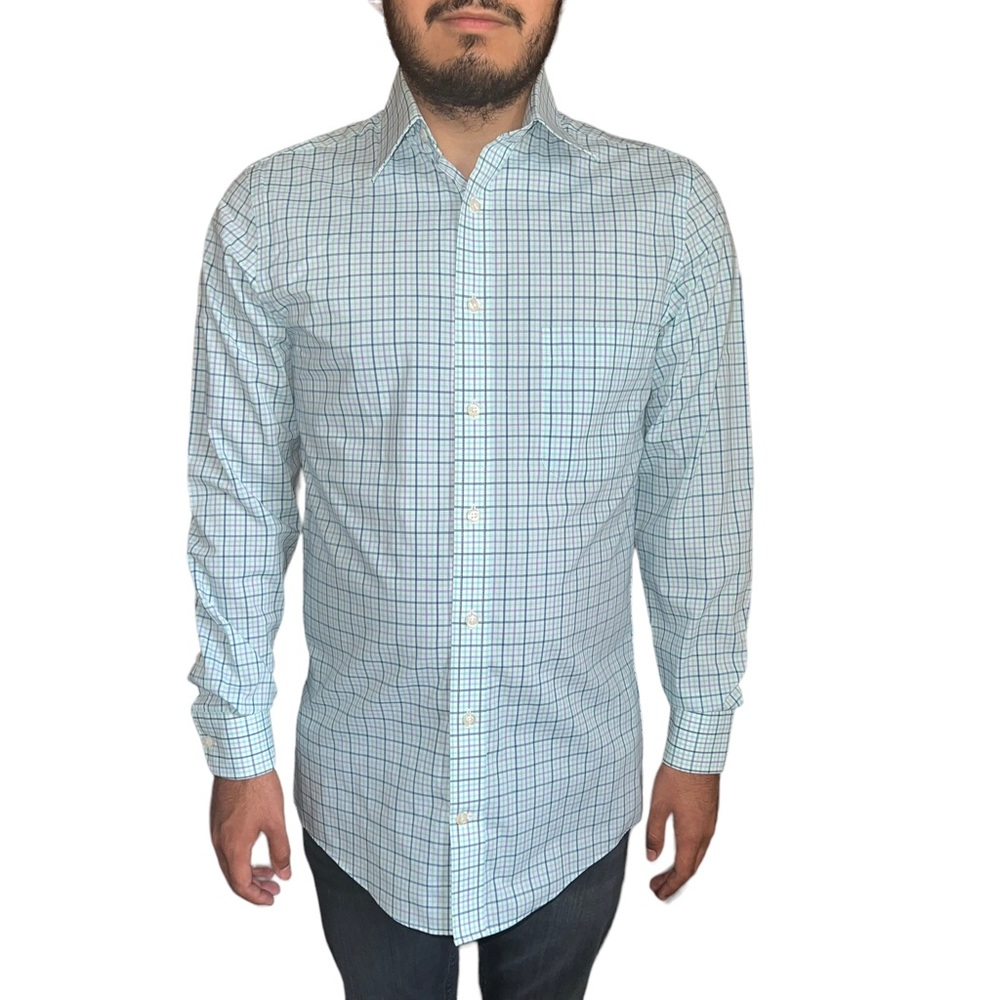 STAFFORD Travel | Mens Classic Fit Long Sleeve Button-Down Shirt Cotton Blend